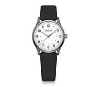 WENGER City Sport - Orologio da polso da donna, diametro di 34 mm, made in Switzerland, orologio analogico al quarzo, impermeabile fino a 50 m di profondità, cinturino in silicone, bianco / nero