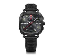 Wenger Crono sportivo vintage da uomo (40 mm) con quadrante nero e cinturino in silicone nero 01.1933.114