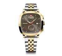 WENGER Cronografo classico vintage da uomo (40 mm) quadrante marrone/bracciale in acciaio inossidabile bicolore 01.1933.106