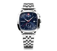 WENGER Cronografo classico vintage da uomo (40 mm) quadrante blu/bracciale in acciaio inossidabile 01.1933.103