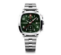 WENGER Cronografo sportivo vintage da uomo (40 mm) quadrante verde/bracciale in acciaio inossidabile 01.1933.112