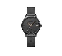 Wenger Metropolitan Donnissima 01.1731.124 - Orologio da donna realizzato in Svizzera con quadrante nero e cinturino in maglia di acciaio inossidabile, Argento, Bracciale