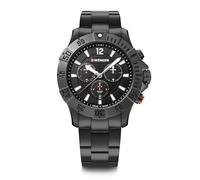 Wenger Orologi Uomo Seaforce Cronografo Ø 43 mm, Svizzeri, Quarzo, Impermeabile 200 m, Acciaio Inossidabile, Nero/Argento, 01.0643.121