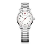 WENGER Orologio da polso da donna City Ø 34 mm, Swiss Made, analogico al quarzo, impermeabile, cinturino in acciaio inox, bianco/argento