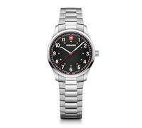 WENGER Orologio da polso da donna City Ø 34 mm, Swiss Made, analogico al quarzo, impermeabile, cinturino in acciaio inox, nero/argento, Bracciale
