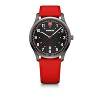WENGER Orologio da polso da uomo City Sport, Ø 42 mm, Swiss Made, analogico al quarzo, impermeabile fino a 50 m, cinturino in silicone, rosso/nero, 01.1441.130, rosso/nero, cinghia