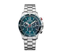 WENGER Orologio da polso da uomo Seaforce, cronografo Ø 43 mm, Swiss Made, analogico al quarzo, impermeabile fino a 200 m, cinturino in acciaio inox, blu/oro/argento, Bracciale