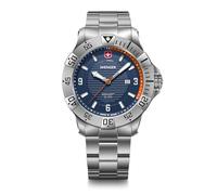 WENGER Orologio da Uomo Seaforce Analogo Quarzo, Ø 43 mm, Swiss Made, Impermeabile fino a 200 m, Arancione/Blu, Cinturino in Acciaio Argento, 01.0641.141