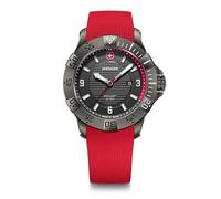 WENGER Orologio da Uomo Seaforce Analogo Quarzo, Ø 43 mm, Swiss Made, Impermeabile fino a 200 m, Nero/Rosso, Cinturino in Silicone Rosso, 01.0641.144