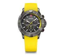 WENGER Orologio da Uomo Seaforce Chrono Analogo Quarzo, Chronograph, Ø 43 mm, Swiss Made, Impermeabile fino a 200 m, Nero/Giallo, Cinturino in Silicone Giallo, 01.0643.129