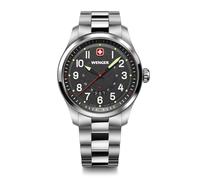 WENGER Orologio da Uomo Terragraph Analogo Quarzo, Ø 43 mm, Swiss Made, Impermeabile fino a 100 m, Nero/Argento, Cinturino in Acciaio, 01.0541.122