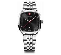 WENGER Quadrante nero classico vintage (37 mm) da uomo/bracciale in acciaio inossidabile 01.1921.102