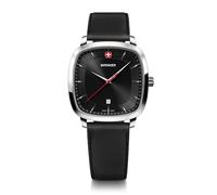 WENGER Quadrante nero classico vintage da uomo (37 mm) / cinturino smartcycle nero 01.1921.105