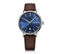 WENGER Urban Classic - 40 mm, quadrante blu, cinturino in pelle, orologio da uomo