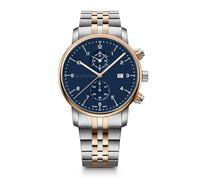Wenger Urban Classic Chronograph Orologio svizzero da uomo con quadrante blu e cinturino in acciaio inossidabile bicolore 01.1743.126, Blu/Champagne/Argento, Bracciale
