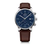 Wenger Urban Classic - Orologio da uomo con cronografo, in pelle, diametro 44 mm, analogico, al quarzo, impermeabile fino a 100 m, cinturino in pelle e vetro zaffiro, Argento, Cinturino