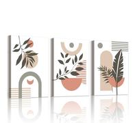 WENGTIAO 3 Pezzi Stampa su Tela Boho Piante Botaniche Con Cornice Quadro su Tela Geometrica Linea Astratta Minimalista Pittura Quadro Moderno Soggiorno Camera da Letto Decorazioni Parete 30x40cmx3