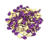 WENH 50 pezzi di strass a forma di goccia d'acqua in acciaio inossidabile con fondo dorato e punta acrilica for trapano for fai da te, abbigliamento, copricapo, gioielli, decorazioni(Deep Purple)