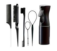 WENH 6 Pezzi/Set Set di spazzole for Capelli flacone Spray for Parrucchieri Pettine a Coda di Topo for intrecciare i Capelli Spazzola for Capelli con Controllo dei Bordi(Black)