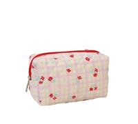 WENH Astuccio for matite cosmetiche floreali in cotone coreano di moda, astuccio for cosmetici, for donne, articoli da toeletta, borse for trucco, custodie for trucco di bellezza femminile(S red)