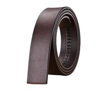 WENH Cintura con Fibbia Automatica da Uomo Senza Fibbia Cintura in Vera Pelle da Uomo Senza Fibbia 3,5 cm Marrone Nero(120cm,Dark Brown)