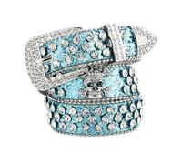 WENH Cintura con rivetti con teschio e strass glamour: perfetta for jeans e abiti western!(Blue)
