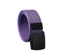 WENH Cinture da uomo in nylon di alta qualità Cintura tattica militare Tessuto stile casual for jeans Cintura con fibbia liscia a righe diagonali(Color:Purple)