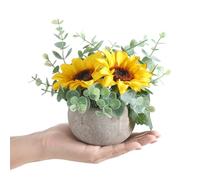 Wenhuidr Kit di fiori artificiali con vaso, combinazione di girasoli finti e verde, piccola pianta finta in vaso con foglie di eucalipto per ufficio, libreria, casa, stanza, feste, decorazioni per