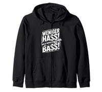 Weniger HASS Mehr Bass Funny Music Festival DJ Techno Citazione Felpa con Cappuccio