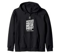 Weniger HASS Mehr Bass Funny Music Festival DJ Techno Citazione Felpa con Cappuccio