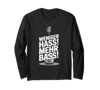 Weniger HASS Mehr Bass Funny Music Festival DJ Techno Citazione Maglia a Manica