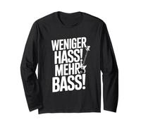Weniger HASS Mehr Bass Funny Music Festival DJ Techno Citazione Maglia a Manica