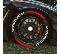 WENINETIES 8 Adesivi per Pneumatici per Porsche 934/5/935 (Moby Dick), Kit Lettere Performance Scritte Ruote Tuning Sport Design Personalizzazione Grafica Ruota,8*JDM + 8*Red Stripes