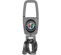 WENINETIES Portachiavo per Alfa Romeo Giulia Spider GT Mito Stelvio, Auto Portachiavi con Logo Stemma Key Chain Auto Chiave Ciondolo Sostituire Chiavi Anelli D Ruotabile,Black