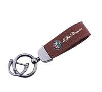 WENINETIES Portachiavo per Alfa Romeo Junior 2024 2025, Auto Portachiavi con Logo Stemma Key Chain Auto Chiave Ciondolo Sostituire Chiavi Anelli D Ruotabile,Brown