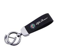 WENINETIES Portachiavo per Alfa Romeo Spider Giulia Giulietta 147 159 4c 8c Mito GTV, Auto Portachiavi con Logo Stemma Key Chain Auto Chiave Ciondolo Sostituire Chiavi Anelli D Ruotabile,Black