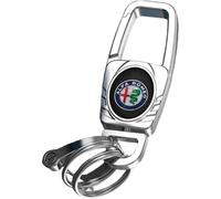 WENINETIES Portachiavo per Alfa Romeo Spider Giulia Giulietta 147 159 4c 8c Mito GTV, Auto Portachiavi con Logo Stemma Key Chain Auto Chiave Ciondolo Sostituire Chiavi Anelli D Ruotabile,Silver