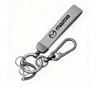 WENINETIES Portachiavo per Mazda 3 2004-2011, Auto Portachiavi con Logo Stemma Key Chain Auto Chiave Ciondolo Sostituire Chiavi Anelli D Ruotabile,Grey