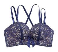 WENJUN Reggiseno di Pizzo Senza Bordi Raccolti per Regolare Il Reggiseno 3 Colori tra Cui Scegliere (Colore : Blu Navy, Dimensioni : 85B)