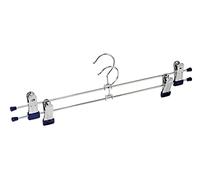 Wenko 10530211100 Grucce a Pinza Snap 40, Set 2 Appendini, Gancio Girevole, Pinze Scorrevoli, Metallo Cromato, Materiale Plastico, 2,5 x 10,5 x 40 cm, Argento Lucido/Blu