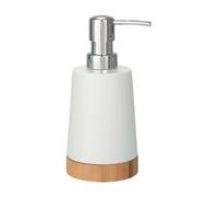 Wenko 17678100 Dosasapone Bamboo, Ceramica, Legno, 8 x 17,5 x 9 cm, Bianco