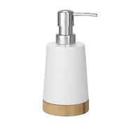 WENKO 17678100 Dosasapone Bamboo, Ceramica, Legno, 8 x 17,5 x 9 cm, Bianco - NUO
