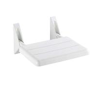 Wenko 17937100 Secura, Sedile per doccia pieghevole in plastica, Bianco, 32 x 19 x 36 cm
