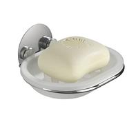 Wenko 18776100 Turbo-Loc Portasapone, Fissaggio Senza Trapano, Acciaio, Polipropilene, 11 x 6 x 13 cm, Cromo/Bianco