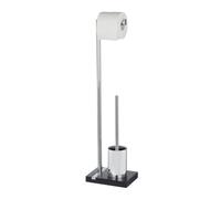 Wenko 204601000 - Set spazzolone WC Noble Black, in poliresina cromata, 20 x 74 x 15 cm, colore: Nero
