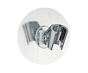 Wenko 22133100 Static-Loc, Porta-Soffione da Doccia, in Plastica, Colore Argento, 9,5 x 5 x 9,5 cm
