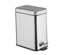 Wenko 22159100 Square - Pattumiera a pedale acciaio inossidabile/Plastica Opaca/Argento, 28 x 28 x 13 cm, 5 L