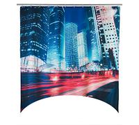 Wenko 22189100 tenda doccia Downtown lavabile con 12 anelli tenda da doccia, in poliestere, 180 x 200 x 0,1 cm, Multicolore