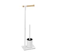 Wenko, 22511100, Macao abbinato, WC in legno/acciaio Bianco/Marrone 21 x 15 x 70,5 cm