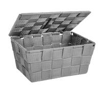 Wenko Cestino con coperchio Adria grigio, Polipropilene, 19 x 10 x 14 cm, Grigio